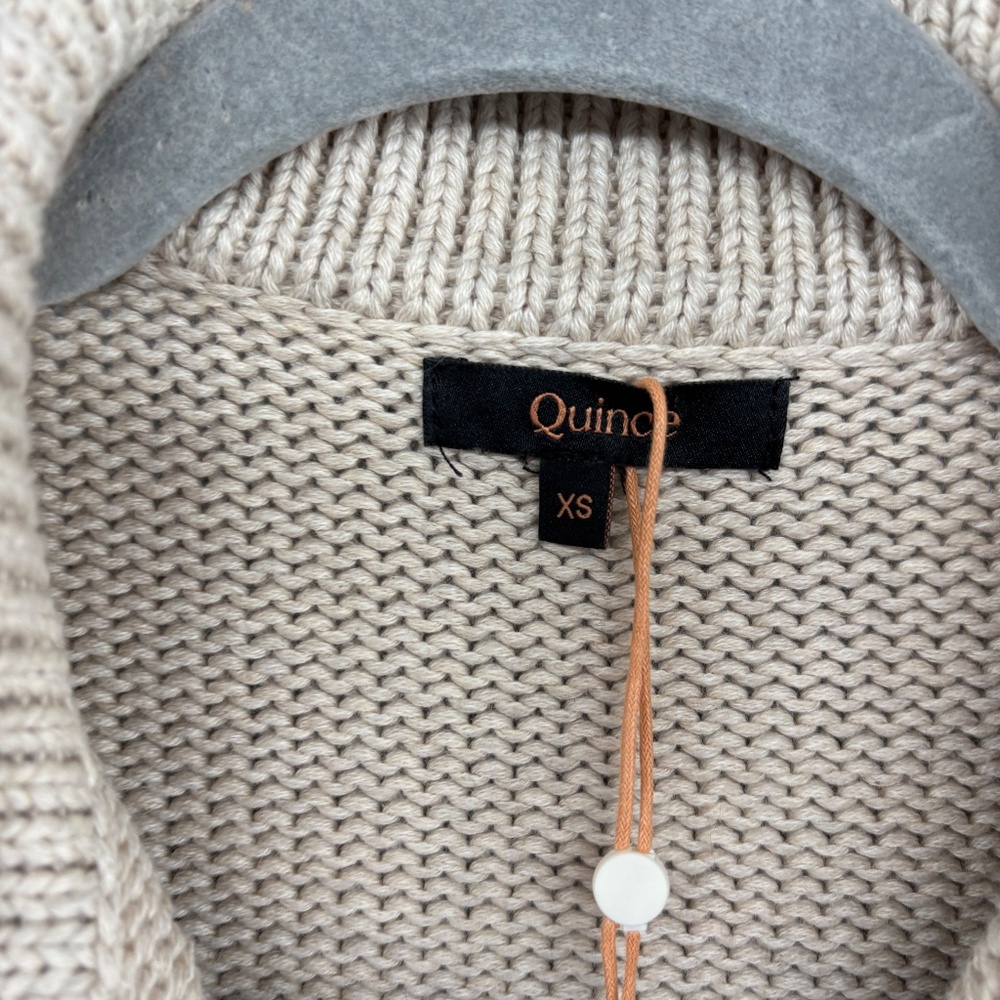 Quince Cream and White Striped V-Neck Sweater - Picture 9 of 15